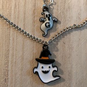Double chain Halloween ghost necklace